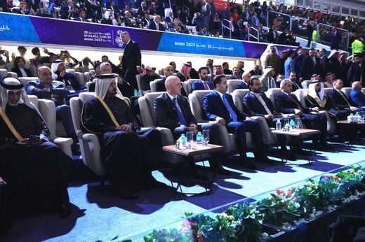 ببینید | آبروریزی بزرگ در حضور رئیس فیفا؛ درگیری در جایگاه VIP مراسم افتتاحیه جام خلیج فارس در عراق