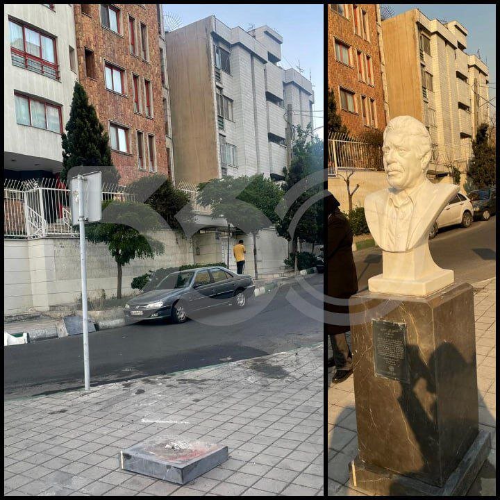 عکس | اولین تصاویر از سرقت سردیس مرحوم منصور پورحیدری از وسط خیابان!